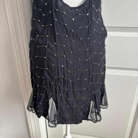 Free People Metal Maiden Chemise Mesh Ruffle Slip Mini Dress Embellished SP - Picture 8 of 15